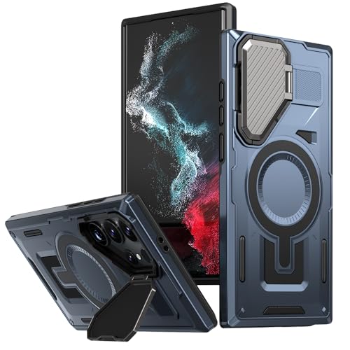 DAWEIXEAU Hülle für Galaxy S23 Ultra/S22 Ultra,Kameraschutz und Ständer Kompatibel mit MagSafe Stoßfeste Schutzhülle für Samsung Galaxy S22 Ultra/S23 Ultra (Blau) von DAWEIXEAU