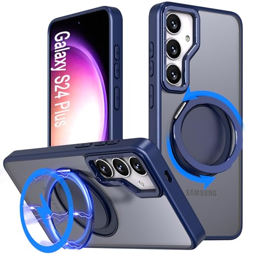 DAWEIXEAU Hülle für Galaxy S24 Plus,Kompatibel mit MagSafe 360° Drehbare magnetische Ring Ständer Stoßfeste HandyHülle für Samsung Galaxy S24 Plus (Blau) von DAWEIXEAU