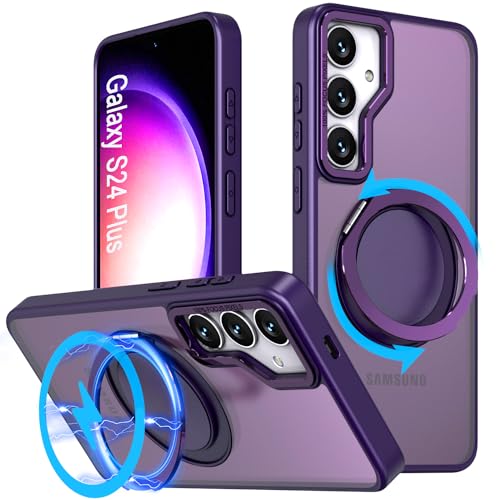 DAWEIXEAU Hülle für Galaxy S24 Plus,Kompatibel mit MagSafe 360° Drehbare magnetische Ring Ständer Stoßfeste HandyHülle für Samsung Galaxy S24 Plus (Violett) von DAWEIXEAU