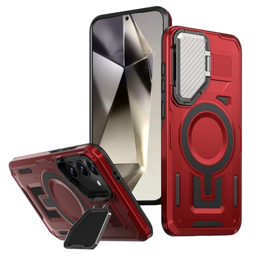 DAWEIXEAU Hülle für Samsung Galaxy S24 FE,Magnetische Hülle mit Kameraschutz und Ständer Kompatibel mit MagSafe Stoßfeste Schutzhülle für Samsung Galaxy S24 FE (Rosa) von DAWEIXEAU