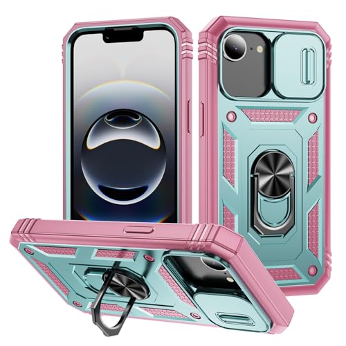 DAWEIXEAU Schutzhülle für iPhone 16e, 15,5 cm (6,1 Zoll), stoßfest, stoßfest, stoßfest, mit Schiebeobjektiv, Rosa / Grün von DAWEIXEAU