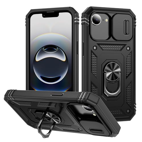 DAWEIXEAU Schutzhülle kompatibel mit iPhone 16e, stoßfest, stoßfest, stoßfest, mit Schiebeobjektiv, Schutzhülle für iPhone 16e, 15,5 cm (6,1 Zoll), Schwarz von DAWEIXEAU