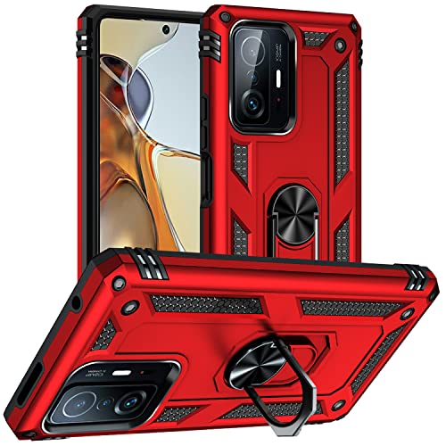 DAWEIXEAU für Xiaomi MI 11T 5G/MI 11T Pro 5G Hülle,Handyhülle Hybrid Harte Rüstung Drop Resistance Handys Schutzhülle für Xiaomi MI 11T/MI 11T Pro (Rot) von DAWEIXEAU