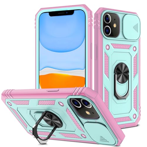 DAWEIXEAU für iPhone 11 Hülle,Kameraschutz Handyhülle Drop Resistance Handys Schutzhülle für iPhone 11 (6,1 Zoll) (Rosa Grün) von DAWEIXEAU