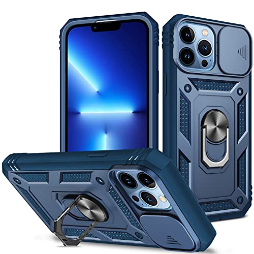 DAWEIXEAU für iPhone 13 Pro Max Hülle,Stoßfest Kratzfeste Drop Resistance Handys Handyhülle mit Verschiebbarem Linsenschutz Schutzhülle für iPhone 13 Pro Max 6.7" (Blau) von DAWEIXEAU