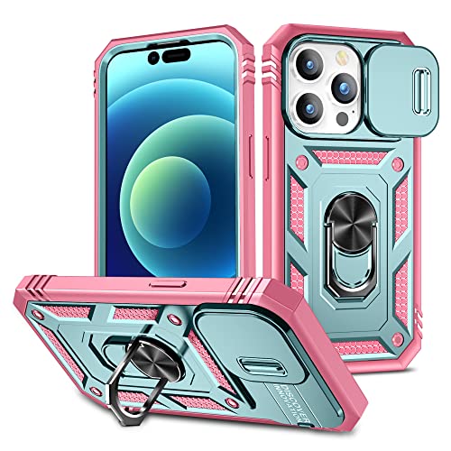 DAWEIXEAU für iPhone 14 Pro Hülle,Kameraschutz Handyhülle Drop Resistance Handys Schutzhülle für iPhone 14 Pro 6.1" (Rosa Grün) von DAWEIXEAU