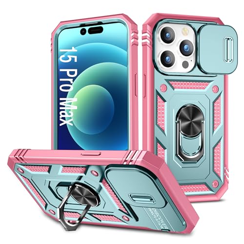 DAWEIXEAU für iPhone 15 Pro Max Hülle,Kameraschutz Handyhülle Drop Resistance Handys Schutzhülle für iPhone 15 Pro Max 6.7" (Rosa Grün) von DAWEIXEAU