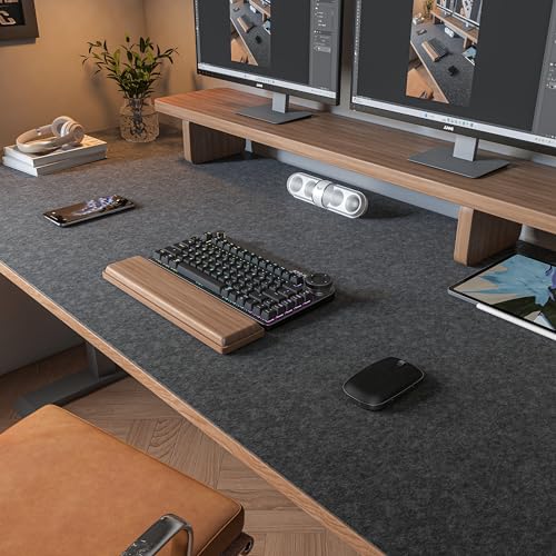 DAWNTREES Schreibtischunterlage Filz,120 x 60cm Filz Mauspad Groß,Rutschfeste Desk Mat,Schreibtischmatte für Büro und Zuhause,Office Desktopschutz (dunkelgrau) von DAWNTREES