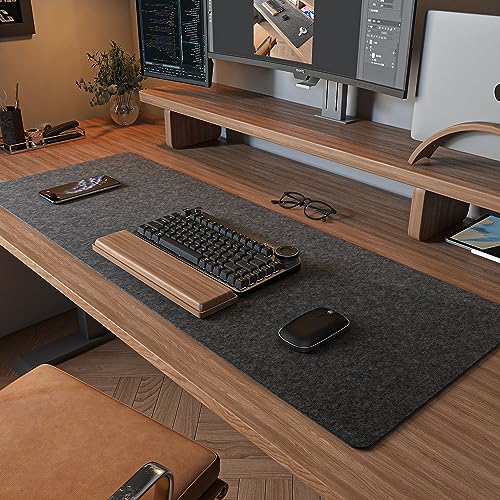 Filz-Schreibtischunterlage | Computermatte für den Schreibtisch (91,4 x 30,5 cm) | Große Filz-Schreibtischunterlage für Tastatur und Maus | Dunkelgrau von DAWNTREES
