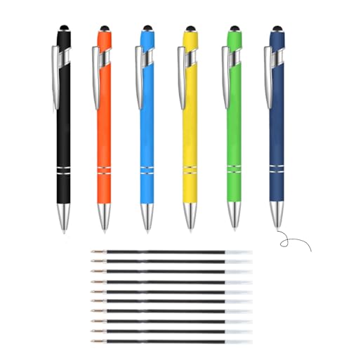DAWOOWF 6 Stück Kugelschreiber mit Touchpen,10 kugelschreiber minen,für Büros,Schule,Familie,Büroangestellte DAWOOWF 6 Stück Kugelschreiber mit Touchpen,10 kugelschreiber minen,für Büros,Schule,Familie,Büroangestellte von DAWOOWF