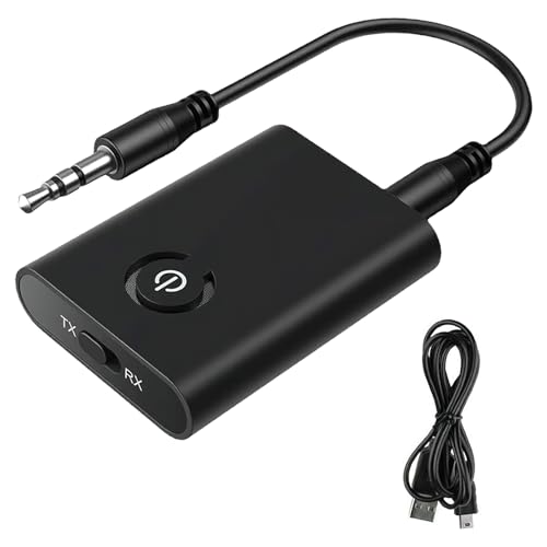 DAWRIS Bluetooth Adapter Audio, 2 in 1 Bluetooth 5.0 Sender Empfänger, Bluetooth Transmitter Receiver Klinke 3,5 AUX für Kopfhörer, Lautsprecher, Stereoanlage, Auto, TV, Laptop von DAWRIS