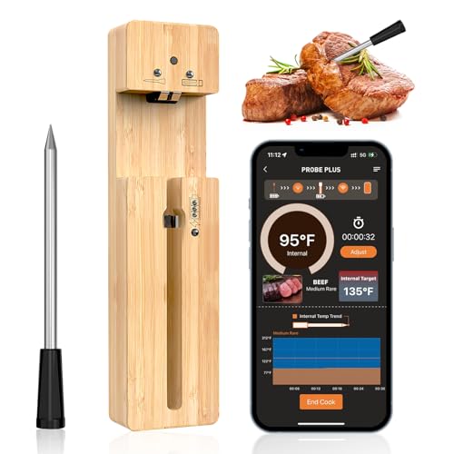DAWRIS Smarte Fleischthermometer Kabellos 100M Grillthermometer Bluetooth IPX7 Wasserdicht Bratenthermometer Wireless Meat Steak Thermometer Fleisch Kochen für Backofen Grill BBQ Rotisserie Smoker DAWRIS Smarte Fleischthermometer Kabellos 100M Grillthermometer Bluetooth IPX7 Wasserdicht Bratenthermometer Wireless Meat Steak Thermometer Fleisch Kochen für Backofen Grill BBQ Rotisserie Smoker von DAWRIS