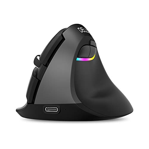 DAY DAY HAPPY Bluetooth vertikale Maus geräuschlose drahtlose Maus Aufladung Dual-Modus Bluetooth 4.0 drahtlose 2,4 GHz USB-Empfänger für PC und Laptop (Black) von DAY DAY HAPPY