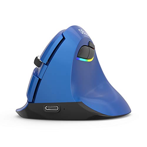 DAY DAY HAPPY Bluetooth vertikale Maus geräuschlose drahtlose Maus Aufladung Dual-Modus Bluetooth 4.0 drahtlose 2,4 GHz USB-Empfänger für PC und Laptop (Blue) von DAY DAY HAPPY