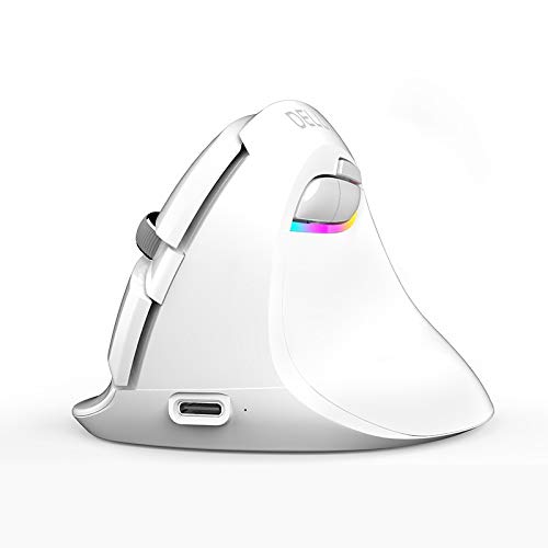 DAY DAY HAPPY Bluetooth vertikale Maus geräuschlose drahtlose Maus Aufladung Dual-Modus Bluetooth 4.0 drahtlose 2,4 GHz USB-Empfänger für PC und Laptop (White) von DAY DAY HAPPY