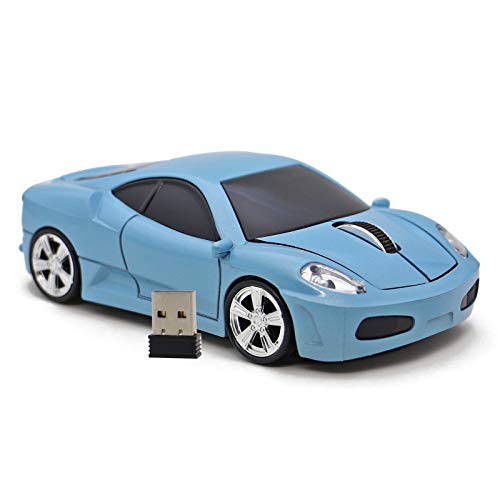 DAY DAY HAPPY Computermaus USB 2,4 GHz Rennwagen 3D drahtlose Maus optische Mäuse für Windows und Mac (Blue) von DAY DAY HAPPY