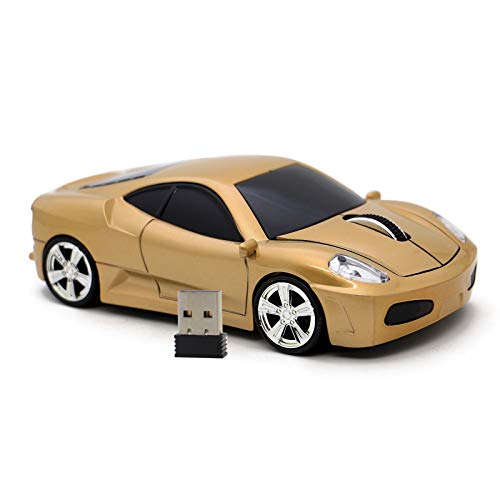 DAY DAY HAPPY Computermaus USB 2,4 GHz Rennwagen 3D drahtlose Maus optische Mäuse für Windows und Mac (Gold) von DAY DAY HAPPY