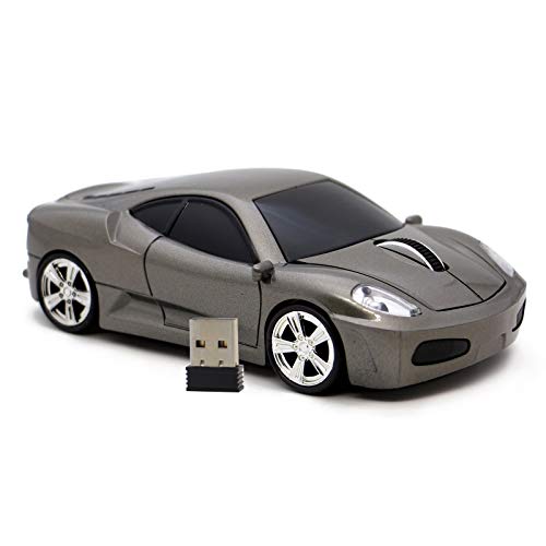 DAY DAY HAPPY Computermaus USB 2,4 GHz Rennwagen 3D drahtlose Maus optische Mäuse für Windows und Mac (Gray) von DAY DAY HAPPY