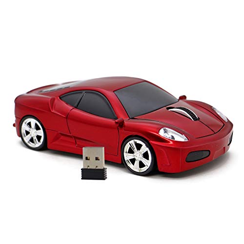 DAY DAY HAPPY Computermaus USB 2,4 GHz Rennwagen 3D drahtlose Maus optische Mäuse für Windows und Mac (Red) von DAY DAY HAPPY