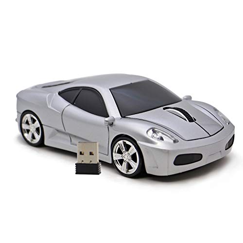 DAY DAY HAPPY Computermaus USB 2,4 GHz Rennwagen 3D drahtlose Maus optische Mäuse für Windows und Mac (Silver) von DAY DAY HAPPY