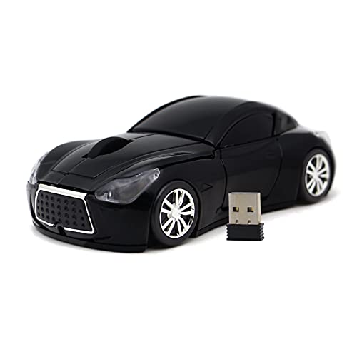 DAY DAY HAPPY Sportwagen Maus Computer drahtlose Maus 2,4 GHz optische Mäuse mit LED-Licht für PC Laptop (Black) von DAY DAY HAPPY