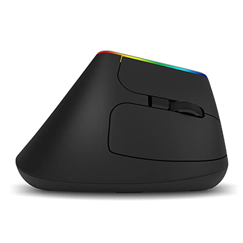 DAY DAY HAPPY kabellose vertikale Maus M618C ergonomische Computermäuse Gaming-Maus mit 6 Tasten Optische RGB-Maus 1600DPI für PC-Laptop (Black) von DAY DAY HAPPY