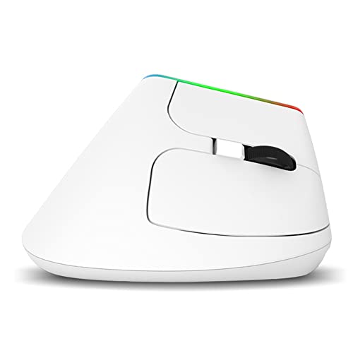 DAY DAY HAPPY kabellose vertikale Maus M618C ergonomische Computermäuse Gaming-Maus mit 6 Tasten Optische RGB-Maus 1600DPI für PC-Laptop (White) von DAY DAY HAPPY