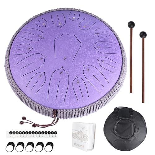 Zungentrommel 14 Zoll/36 cm, 15 Töne C-Dur A-440 Hz, Schlagzeug in Lavendelfarbe | Handpan, Tongue Drum mit Schlägeln, Tragetasche und mehr Zungentrommel 14 Zoll/36 cm, 15 Töne C-Dur A-440 Hz, Schlagzeug in Lavendelfarbe | Handpan, Tongue Drum mit Schlägeln, Tragetasche und mehr von DAYASA