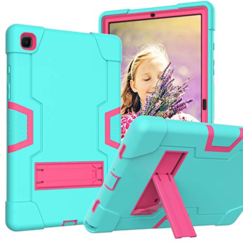 Galaxy Tab A7 Case, Samsung A7 Cover, Heavy Duty Shock Process Tablet Samsung A7 Hülle mit integriertem Ständer für Samsung Tablet A7 10.4 Hülle (SM-T500/T505/T507) Grün+Rose von DAYI