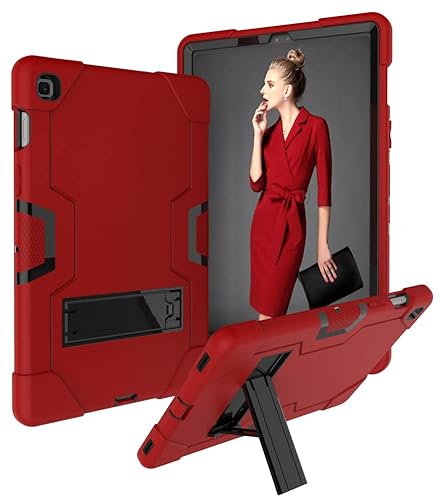 Galaxy Tab S5E Case 2019 mit Kickstand, DREI Ebenen schwere schocksichere Hülle für Samsung Galaxy Tab S5E 10,5 Zoll [SM-T720/T725] Rot+Schwarz von DAYI