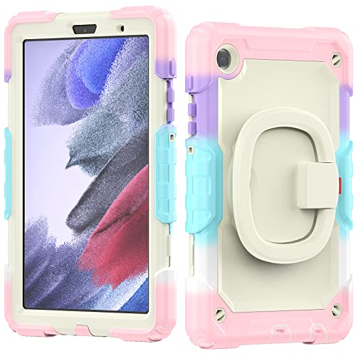 Hülle für Galaxy Tab A7 Lite 8.7 "- Silikonhülle mit stabilem Stand, Drehgriff, Schultergurt für Samsung Galaxy A7 Lite 2021 SM-T220/T225/T227 C-Rosa von DAYI