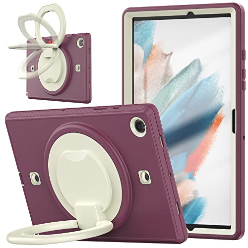 Samsung Galaxy Tab A8 10,5 Zoll 2022 Hülle, Ganzkörper Schutzhülle 360° drehbarer Ständer und Griffhalterung für Tab A8 SM-X200 / X205 / X207 M+Tiefes Rot von DAYI