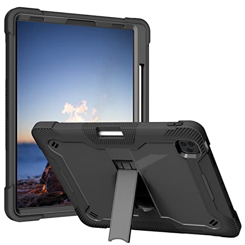 iPad Pro 12.9 Case 5th/4th/3rd Generation iPad Pro 12.9 Case, 3-lagige stoßfeste Schutzhülle mit integriertem Ständer für iPad Pro 2021/2020/2018 Schwarz von DAYI