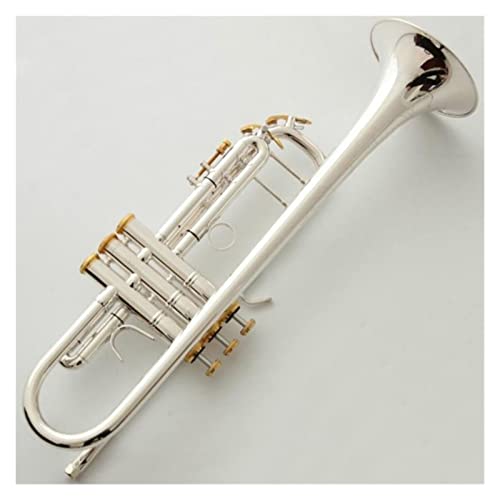 Trompete Messing BB Trompete Silber Überzogene Goldtasten Musikinstrumente Professionelle Trompeten Mundstück Zubehör Mit Fall von DAYKET
