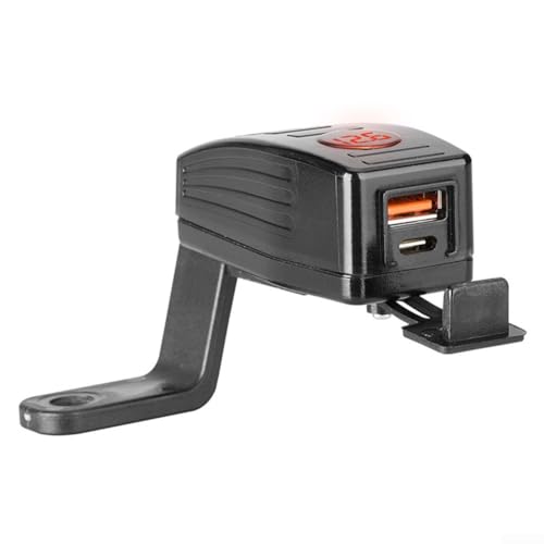 12V 24V USB Ladegerät für Motorräder mit robusten wasserdichten und staubdichten Funktionen (roter Autospiegel) von DAZZLEEX