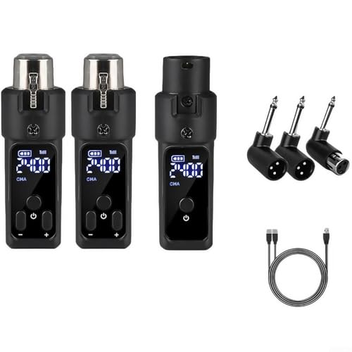 DAZZLEEX Mikrofon-Funksystem, 2,4 GHz Frequenzband, lange Übertragungsreichweite für dynamische und Kondensatormikrofone, Mischpulte oder PA-Systeme (2 für dynamische) von DAZZLEEX
