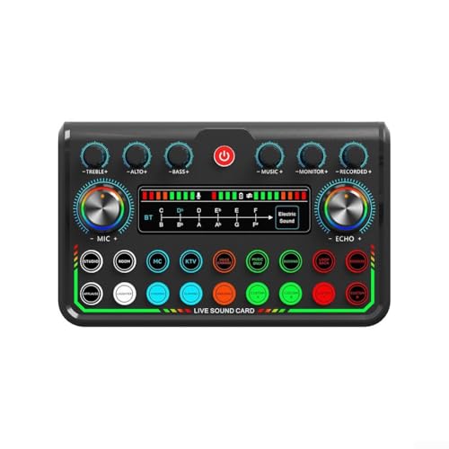 DAZZLEEX P99 Soundkarte Englische Version Live-Soundkarte Singing Tuning Unterstützung Dynamisches Mikrofon Touch Switch Funktion für DJs, Karaoke und Gaming von DAZZLEEX