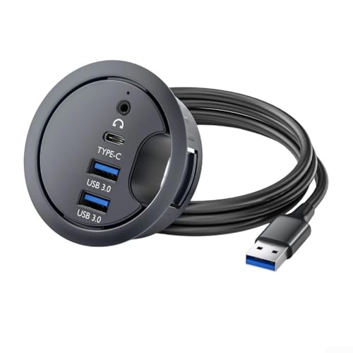 DAZZLEEX Tischtüllen-Splitter, Desktop-USB-Hub mit Kabeldurchführung, Dual-Port-Audio-Schnittstelle für Desktop-Computer-Kabelmanagementsystem DAZZLEEX Tischtüllen-Splitter, Desktop-USB-Hub mit Kabeldurchführung, Dual-Port-Audio-Schnittstelle für Desktop-Computer-Kabelmanagementsystem von DAZZLEEX