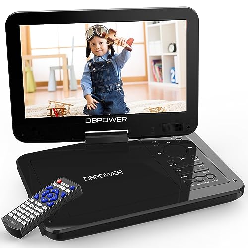 DBPOWER® Tragbarer DVD-Player, 10,5 Zoll, 3 Stunden Wiederaufladbare Batterie, Swivel Screen, SD-Karte und USB, Direct Play in Formats MP4/AVI/RMVB/MP3/JPEG (10,5, Black). von DBPOWER