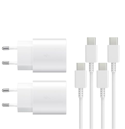 25W Ladegerät Schnellladegerät für Samsung Galaxy S24 S23 S22 S21 S20 Ultra A04S A05 A14 A15 A23 A33 A34 A53 A54 Z Fold Flip 5/4/3, USB C Fast Charger Adapter Netzteil mit Schnellladekabel (2 Pack) von DBZYLN