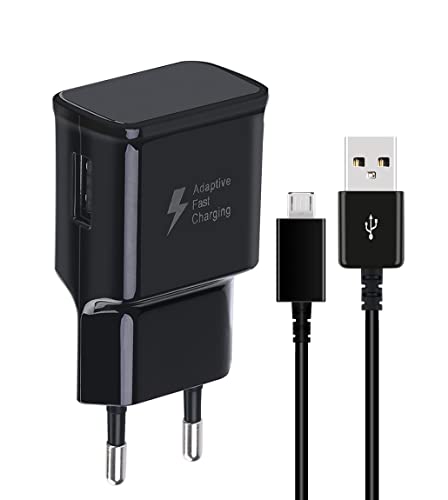 DBZYLN Ladegerät Galaxy S7 Schnellladegerät für Samsung Galaxy S7 S6 Edge S4 S3 A6 J7 J6 J5 J3 Note5/4/2 Tab S Tab S2, AFC USB Charger mit Micro USB 2.0 Ladekabel Schnellladekabel 1.5m (Schwarz) von DBZYLN