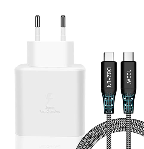 DBZYLN Schnellladegerät 45W Ladegerät für Samsung Galaxy S24 S23 S22 Ultra, Tab S8 S8 Ultra, Z Fold5 Fold4 Flip5 Flip4 A54 A53, Ladekabel USB C Super Fast Charger Zubehör für Samsung (Weiß) von DBZYLN