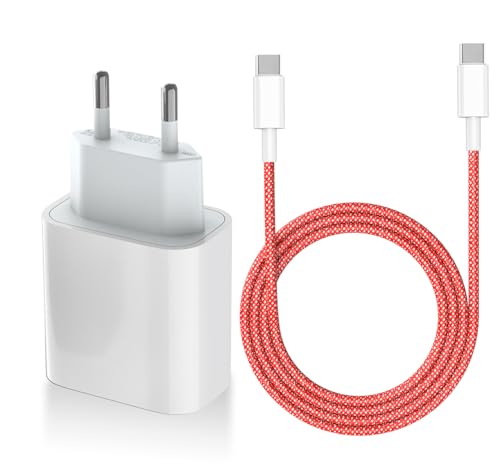 USB C Ladegerät Netzteil für iPhone 15/15 Pro/15 Pro Max/15 Plus Stecker mit 2M Ladekabel, 20W Schnellladegerät für iPad Pro/Air Samsung S23 S22 A14 USB-C Adapter Charger Netzstecker DBZYLN - Rot von DBZYLN