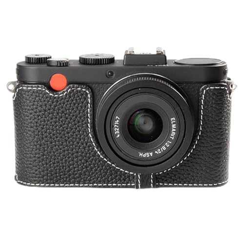 Retro-Kameratasche aus echtem Leder, Halbwickel, Echtleder, Kameraschutz, kompatibel mit Leica X1 X2 X-E (Schwarz) von DBZZ