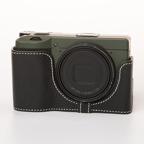 Vintage Echtleder-Kameratasche, Halb-Wrap Echtleder-Kameraschutz für Ricoh GRIII/GRIII X (Schwarz) von DBZZ