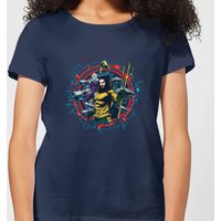 Aquaman Circular Portrait Damen T-Shirt - Navy Blau - XL von DC Comics