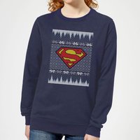 DC Comics Superman Knit Damen Weihnachtspullover – Navy - L von DC Comics
