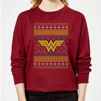 DC Comics Wonder Woman Knit Damen Weihnachtspullover – Burgund - L von DC Comics