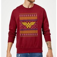 DC Comics Wonder Woman Knit Weihnachtspullover – Burgund - M von DC Comics