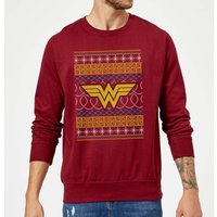 DC Comics Wonder Woman Knit Weihnachtspullover – Burgund - S von DC Comics